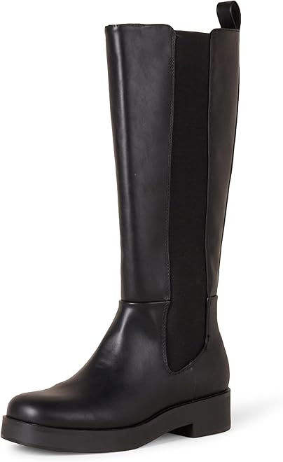 Women's Tall Gusset Boots, Chunky Heel, Square Toe