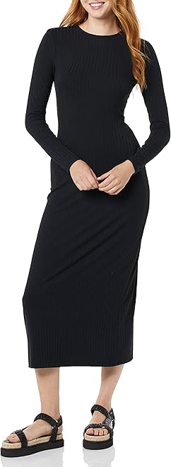 Women's Wide Rib Open Back Long Sleeve Dress (Previously Daily Ritual)