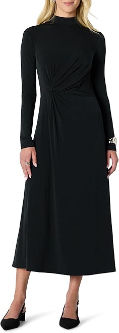 Women's Fit and Flare Long-Sleeved Short Maxi Dress