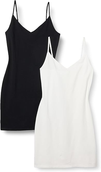 Women's Slim Fit Cotton Layering Slip Dress, Pack of 2