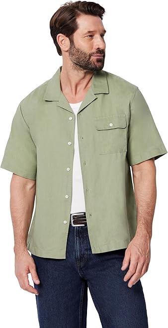 Men's Relaxed-Fit Short Sleeve Linen Blend Shirt