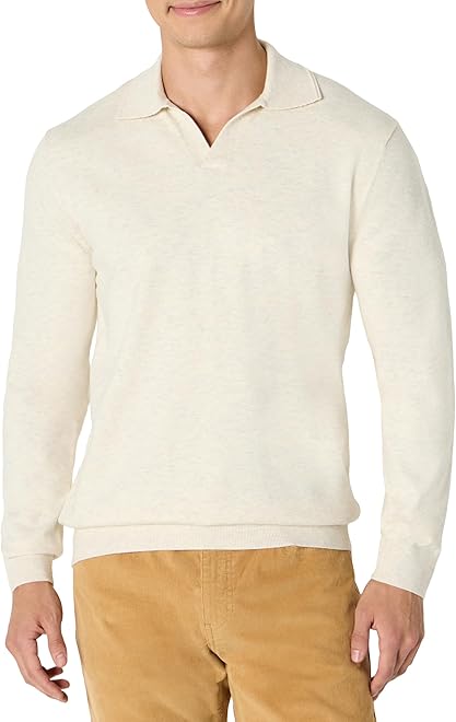 Men's Long Sleeve Regular Fit Knit Polo Sweater