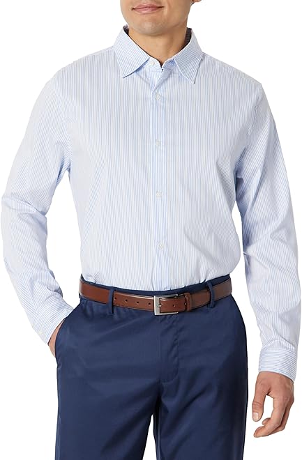 Men's Slim Fit Long Sleeve Wrinkle Resistant Stretch Dress Shirt