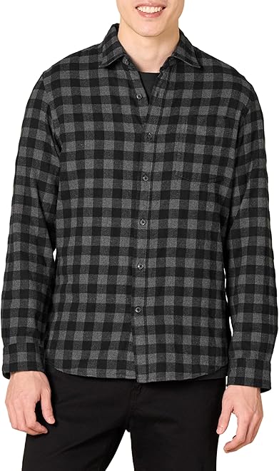 Men's Slim-Fit Flannel Shirt, Long Sleeve Button Down Plaid