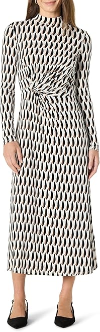 Women's Fit and Flare Long-Sleeved Short Maxi Dress